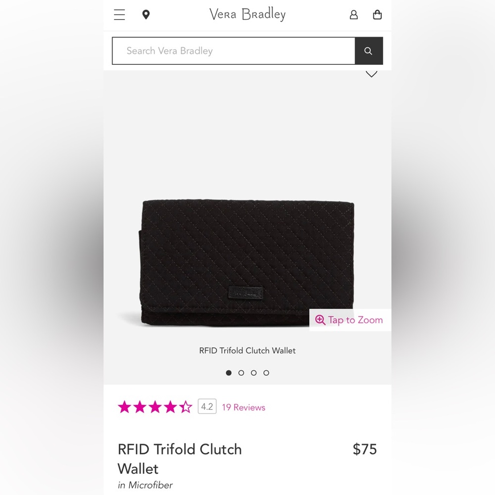 RFID trifold clutch wallet